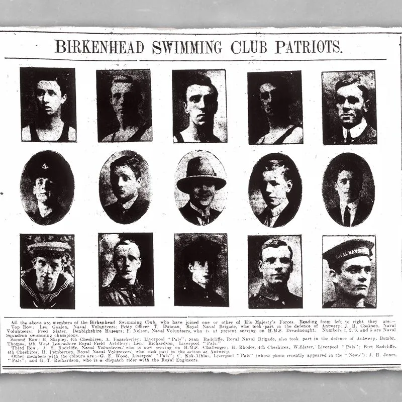 Newspaper clipping of swimming club pals